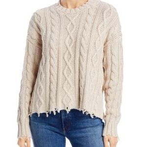 Pistola Distressed Cable Knit Sweater - tan